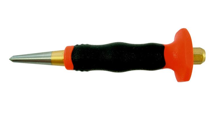 Punch with hand prot., tip dia. 4x120 mm, chromium-vanadium air-hardening steel