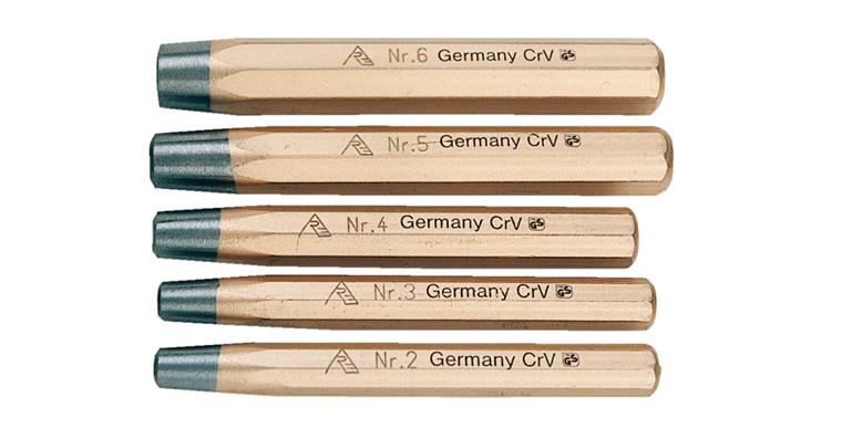 1054814105 Nietkopfsetzer Satz DIN 6435 CV-Lufthärte-Stahl 5teilig Ø 2-6 mm im Ständer