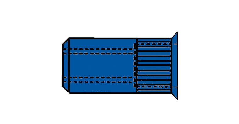 Blindnietmuttern Stahl mit Kleinkopf gerändelt M6 9x19 mm Pack=100 St.