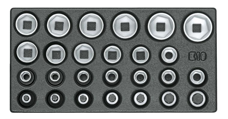 1/2 inch socket/screwdriver bit set 26 pieces, in 1/3 tool module