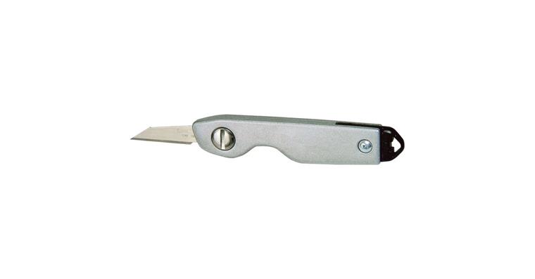 Pocket knife straight folding blade metal housing safety lock 2 blades