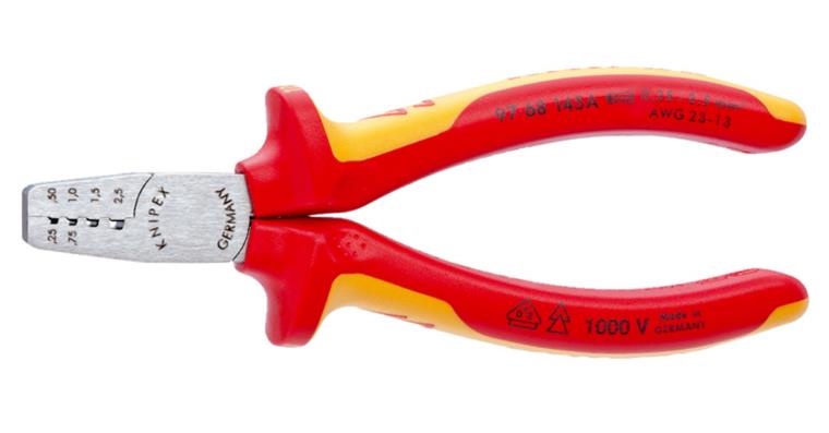 VDE-Aderendhülsenzange Pressbereich 0,25-2,5 mm2 AWG 23-13 Länge 145 mm