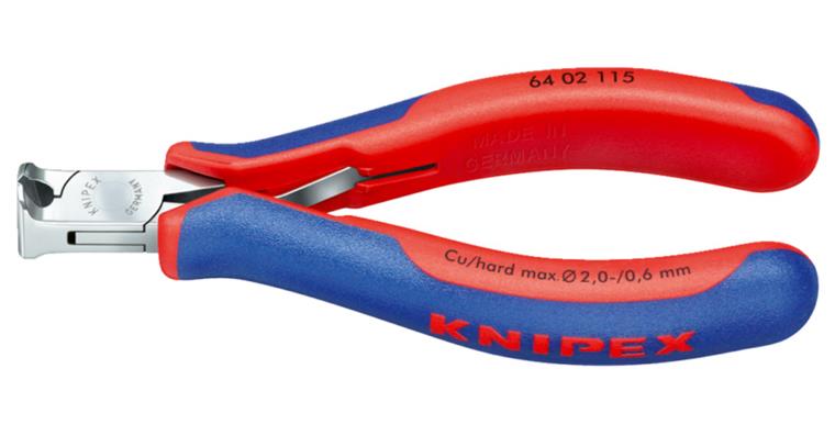 Electronics end cutting nippers with bevel, mirror-polished head, length 115 mm
