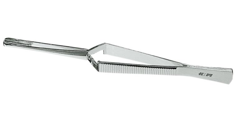 Soldering cross tweezers, straight, wide tip with copper jaws, length 160 mm