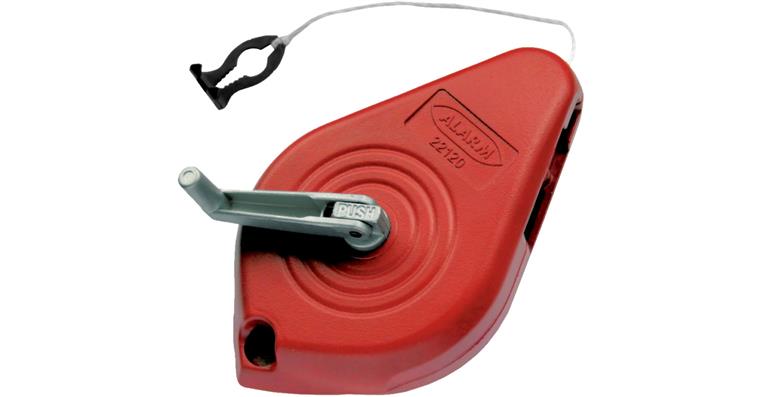 Chalk line reel housing with crank, with 15 m plumb line