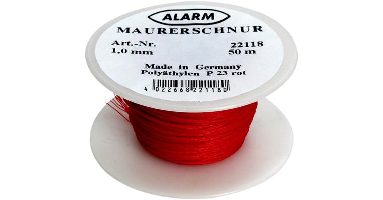 1066307105 Lotschnur 50 m Polyethylen rot Ø 1 mm 14 kg Reißkraft