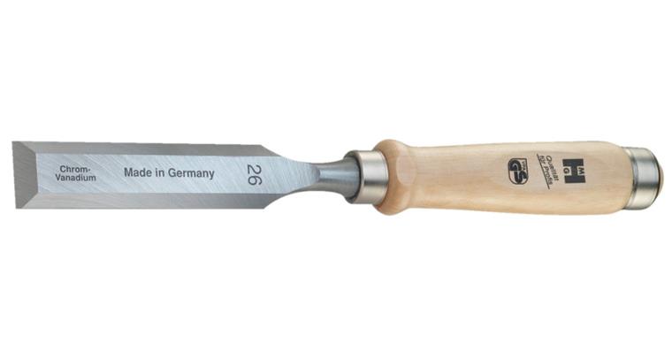 DIN 5139-compliant bevelled-edge chisel w. wooden handle, cut. edge width 6 mm