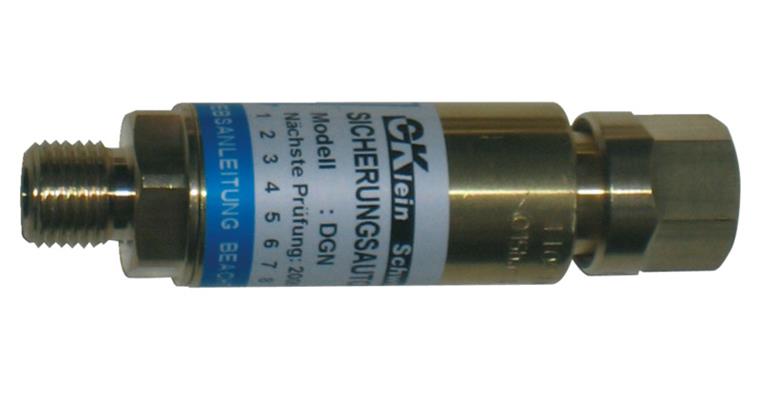 Flammenrückschlagsicherung für Druckm. Sauerstoff G 1/4 links-G 1/4 links