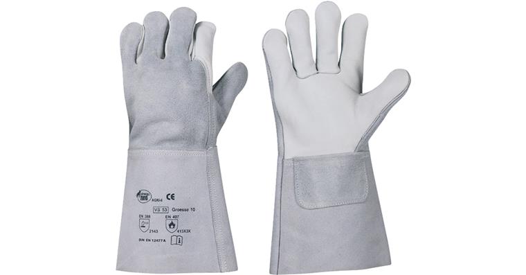 1070876102 Schweißer-Finger-Handschuh 35 cm lang kombiniert Voll-/Spaltleder Paar CE-Cat.2