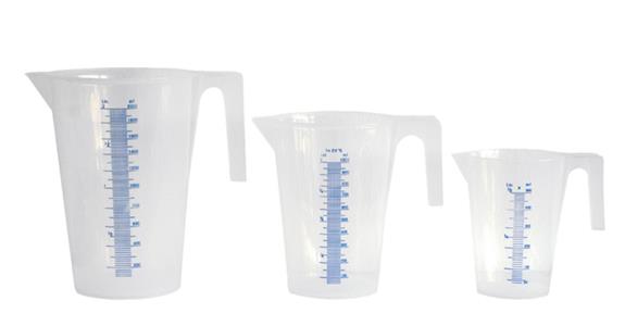 Messbechersatz 3tlg. 0,5l, 1,0l, 2,0l, transparent, Skala eingefärbt und erhaben