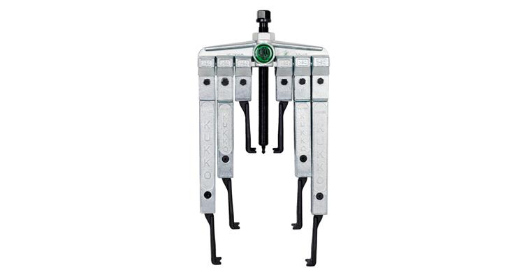 Twin leg puller set, clamping width 120 mm clamping depth 100, 200 and 250 mm