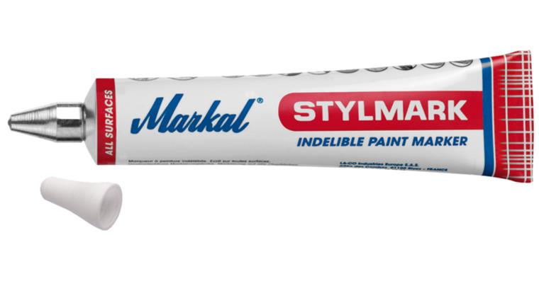 Disposable tube marker pen, white, line thickness 3 mm, contents 60 ml