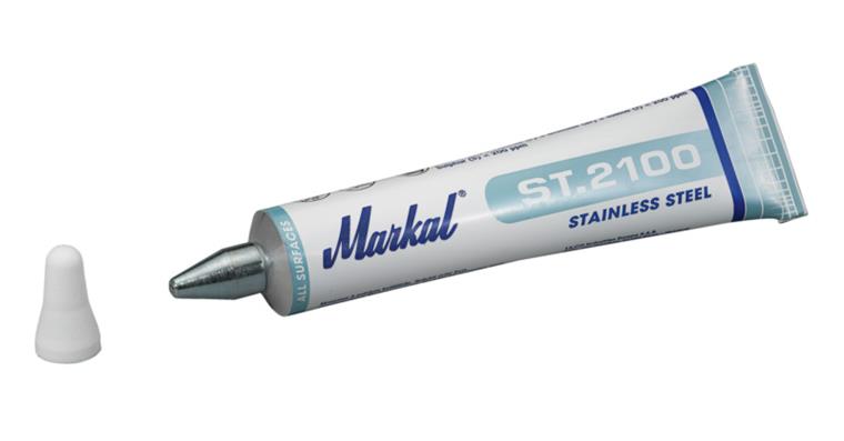 Stainless steel tube marker pen, white, line thickness 3 mm, contents 60 ml
