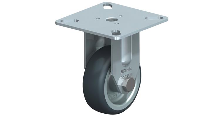 1081410102 Fixed machinery castor with screw-on plate rubber (TPE) dia. 75 mm