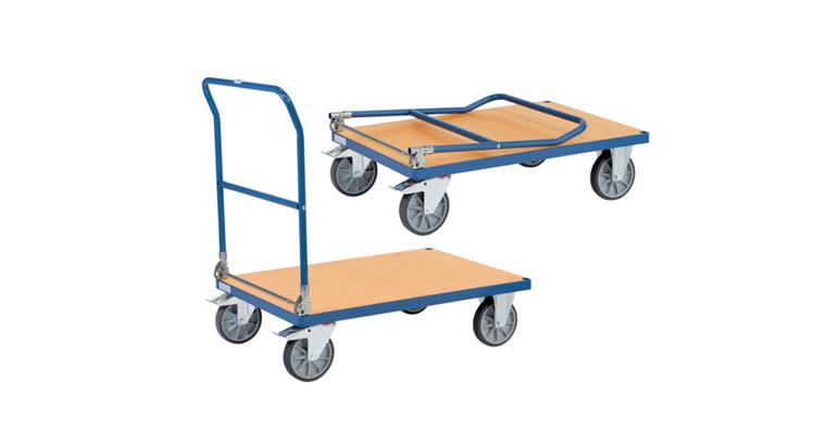 Folding trolley steel tube loading surface 1,000 x 600 mm load 600 kg RAL5007