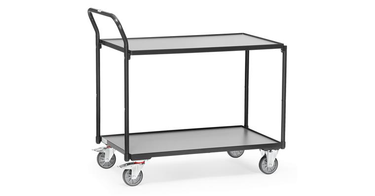 Leichter Tischwagen 2 Böden Ladefläche 850x500 mm Traglast 300 kg RAL 7016