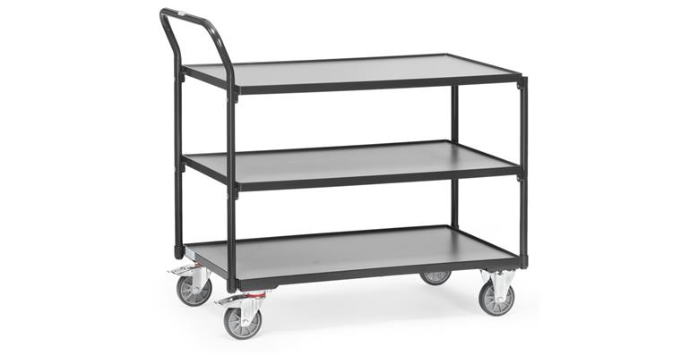 Leichter Tischwagen 3 Böden Ladefläche 1000x600 mm Traglast 300 kg RAL 7016
