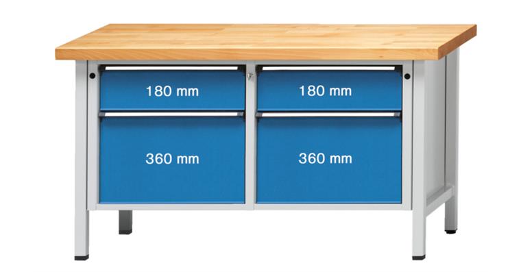Cabinet workbench model 205 V beech solid plate height 850 mm RAL 7035/5012