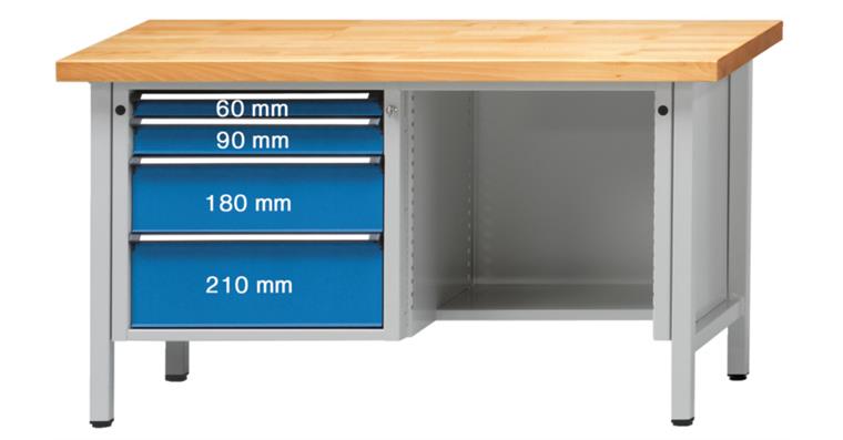Cabinet workbench model 341 V universal plate height 900 mm RAL 7035/5012