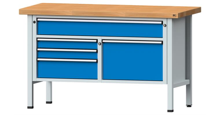 Cabinet workbench model 256 V beech solid plate height 900 mm RAL 7035/5012