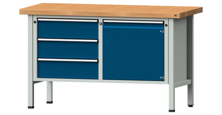 Cabinet workbench model 106 V beech solid plate height 900 mm RAL 7035/5010