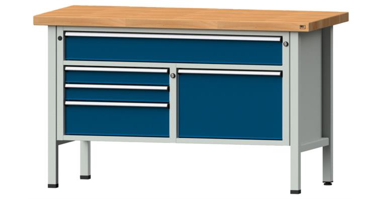Cabinet workbench model 256 V beech solid plate height 900 mm RAL 7035/5010