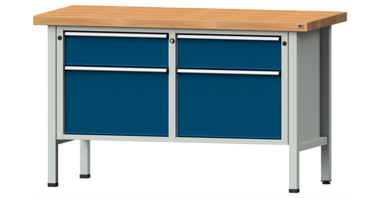 Cabinet workbench model 205 V beech solid plate height 900 mm RAL 7035/5010