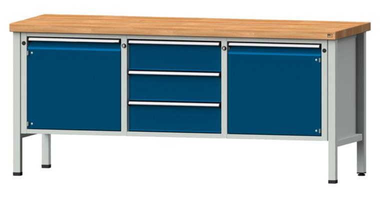 Cabinet workbench model 122 V beech solid plate height 900 mm RAL 7035/5010