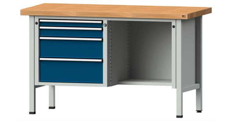 Cabinet workbench model 341 V beech solid plate height 900 mm RAL 7035/5010