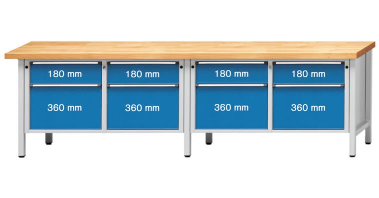 Cabinet workbench model 205 V beech solid plate height 850 mm RAL 7035/5012