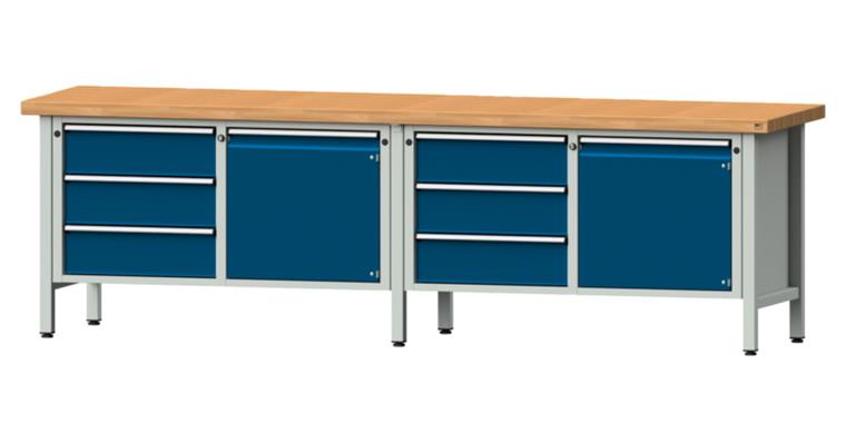 Cabinet workbench model 106 V beech solid plate height 850 mm RAL 7035/5010