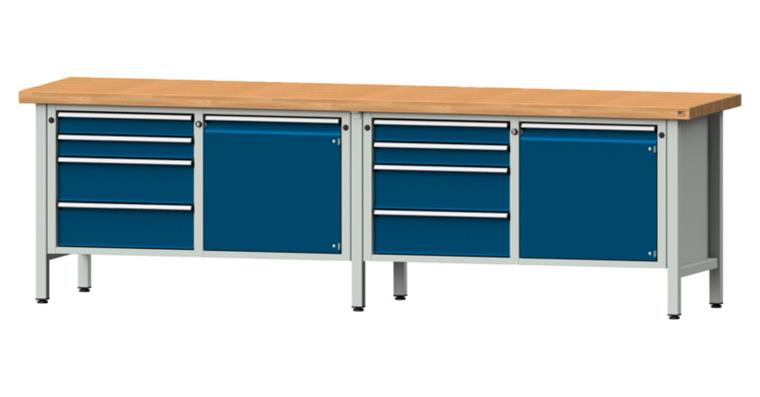 Cabinet workbench model 131 V beech solid plate height 850 mm RAL 7035/5010