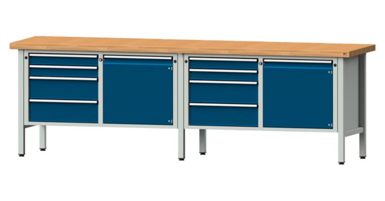 Cabinet workbench model 131 V beech solid plate height 900 mm RAL 7035/5010