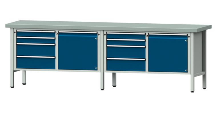 Cabinet workbench model 131 V plate w/ sh. st. coat. height 900 mm RAL 7035/5010