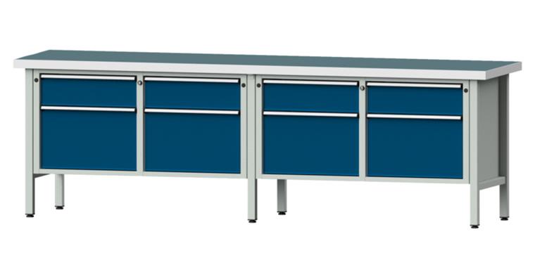 Kastenwerkbank 205 V Universal-Platte Höhe 900 mm Breite 2800 mm RAL 7035/5010