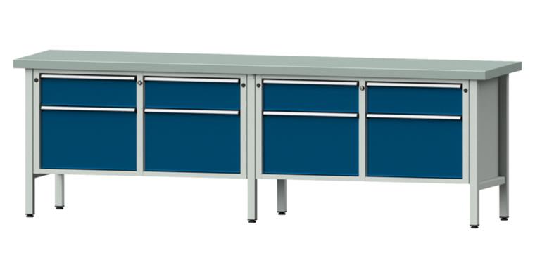 Cabinet workbench model 205 V plate w/ sh. st. coat. height 900 mm RAL 7035/5010