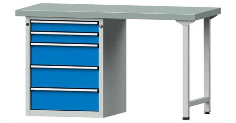 1082078172 Combination workbench 1500x700x850mm model 810V pl. w/ sh. st coat. RAL7035/5012