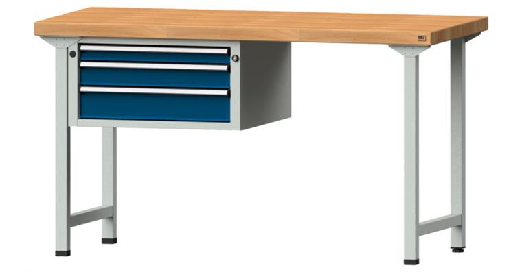 Kombiwerkbank 1500x700x850mm Modell 502V Buche-Massiv-Platte RAL7035/5010