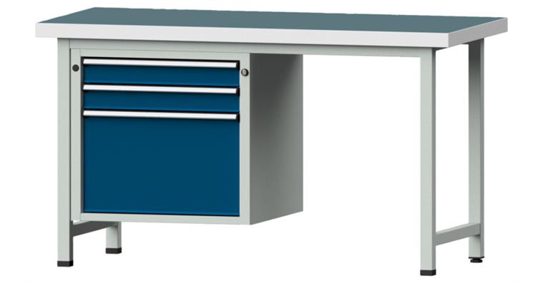 Kombiwerkbank 1500x700x850mm Modell 702V Universal-Platte RAL7035/5010