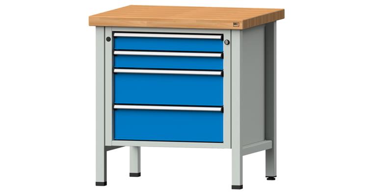 Cabinet workbench BSP 800x700x850 mm 4 drawers 2x90/2x180 mm RAL7035/5012