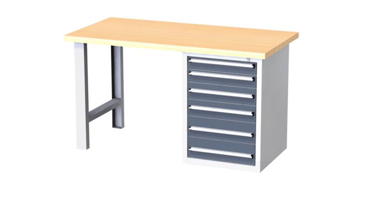 Modular workstation multiplex plate natural 1500x700x840 mm RAL 7035/5010