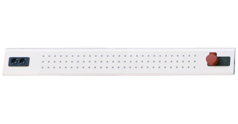 Energieleiste 1500x90x170mm RAL7035 2xSchukosteckdose 230V/1xCEE-Steckdose 400V