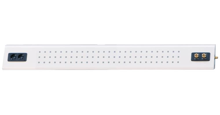 Power strip 2000x90x170mm RAL7035 2x Schuko sockets 230V/2x pneumatic couplings