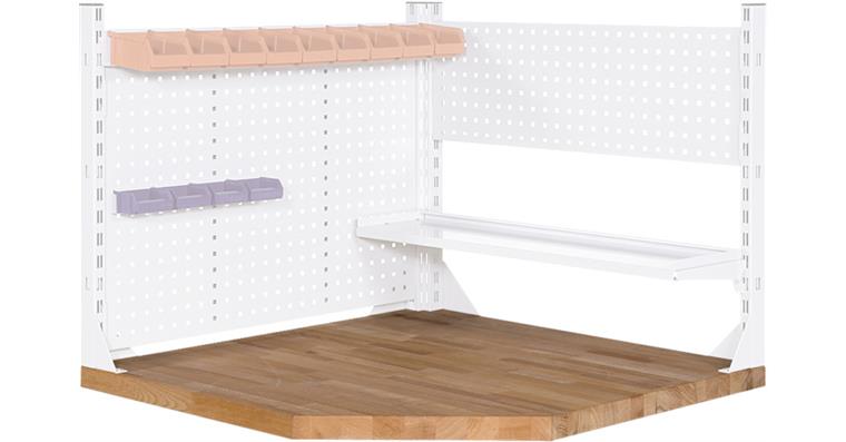 Eck-Werkbankplatte Buche-massiv 90° Stärke 40 mm für Plattentiefe 700 mm