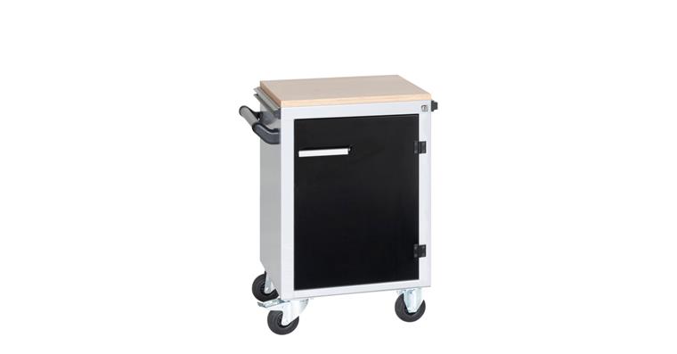 Clip-O-Flex Rollcontainer mit 1 Tür mit festen Auflagewinkeln und 6 Tablare