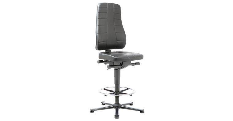 Arbeits-Drehstuhl All-In-One Gleiter+Fußring Sitzhöhe620-900mm Kunstlederpolster