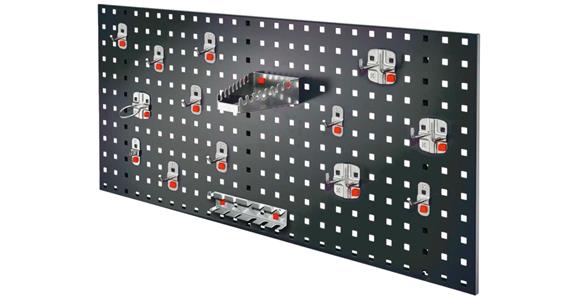 Einsteiger-Set 5 1xLochplatte anthrazit 450x1000 mm 15xWerkzeughalter alufarben