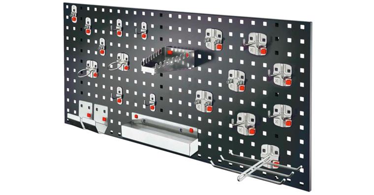 1082484105 Einsteiger-Set 7 1xLochplatte anthrazit 450x1000 mm 21xWerkzeughalter alufarben