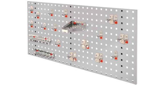 Einsteiger-Set 6 1xLochplatte lichtgrau 450x1000 mm 18xWerkzeughalter alufarben