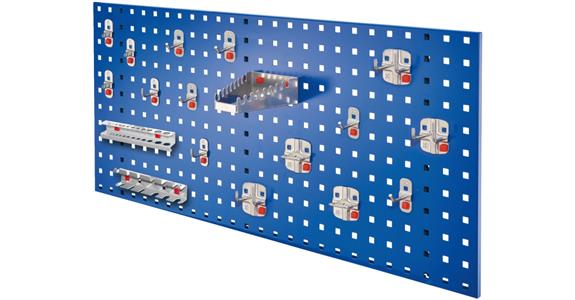 Einsteiger-Set 6 1xLochplatte enzianblau 450x1000 mm 18xWerkzeughalter alufarben